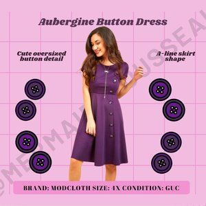 Modcloth 4x Aubergine Button Dress